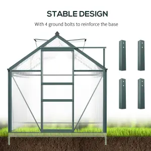 Outsunny 6x10ft Walk-In Polycarbonate Greenhouse Plant Grow Galvanized Aluminium