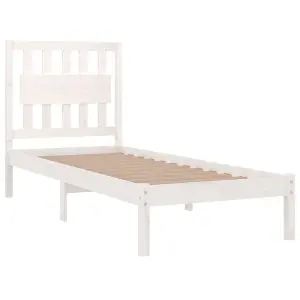 Berkfield Bed Frame White Solid Wood Pine 90x190 cm 3FT Single