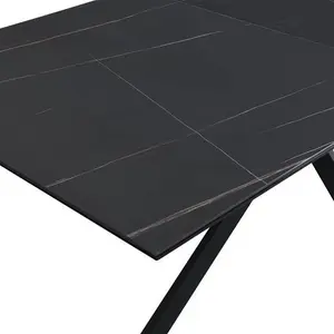 Varden Black Ceramic Extending Dining Table 6-8 Seater Modern - Daals - Dining Tables