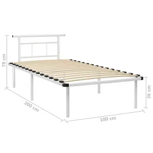 Berkfield Bed Frame White Metal 100x200 cm