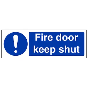 Fire Door Keep Shut Mandatory Sign - Adhesive Vinyl - 600x200mm (x3)