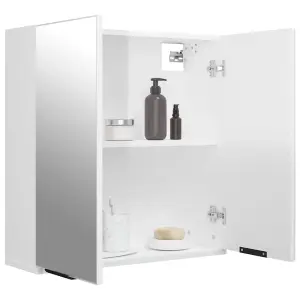 Berkfield Bathroom Mirror Cabinet High Gloss White 64x20x67 cm