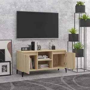 Berkfield TV Cabinet with Metal Legs Sonoma Oak 103.5x35x50 cm