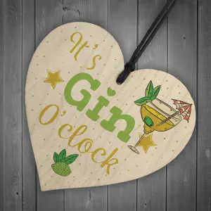 Red Ocean Handmade Gin Sign Gin Tonic Gift Wooden Heart Plaque Friend House Warming Bar Gift