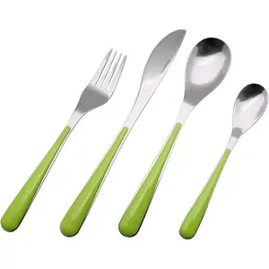 Exzact 24 Piece Stainless Steel Cutlery Set, Service for 6 Green