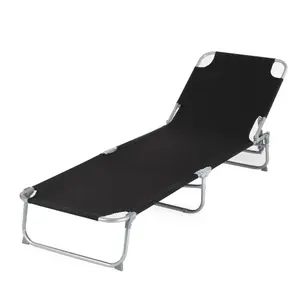 LIVIVO Foldable Outdoor Reclining Sun Lounger, Black