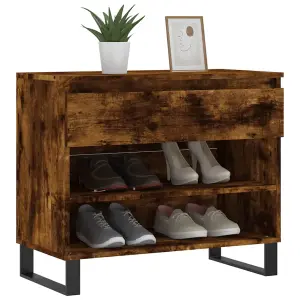 Berkfield Shoe Cabinet Smoked Oak 70x36x60 cm Engineered Wood