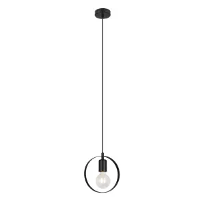 GoodHome Kaitains Matt Black Pendant ceiling light, (Dia)200mm