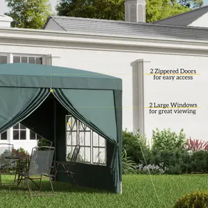 Outsunny 3mx3m Pop Up Gazebo Party Tent Canopy Marquee with Storage Bag Green