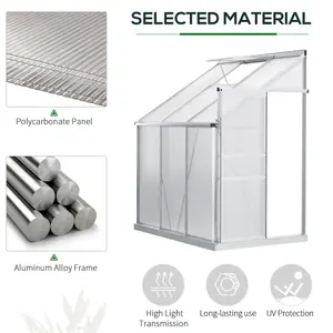 Outsunny 6 x 4ft Lean to Polycarbonate Greenhouse for Outdoor w/ Sliding Door