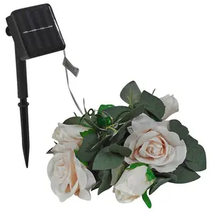 URBNLIVING 2M Solar Powered LED Artificial Rose Garland Outdoor Lighting Fairy String Lights