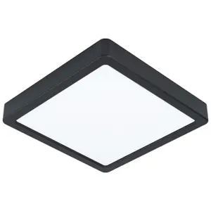 Wall / Ceiling Light Black 210mm Square Surface Mounted 16.5W LED 3000K