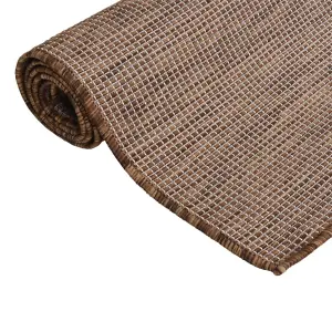 Outdoor Flatweave Rug 80x150 cm Brown