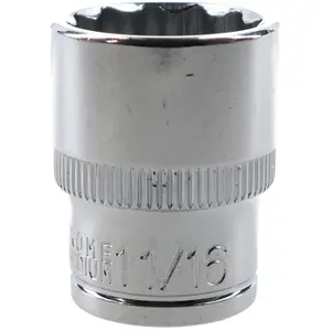 11/16" AF SAE Imperial Socket 3/8" Drive 12 Point Shallow Depth Chrome Vanadium Steel