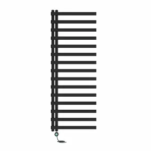 Rinse Bathrooms Minimalist Electric Thermostatic Bathroom Heated Towel Rail Radiator 1600x600mm 800W Black