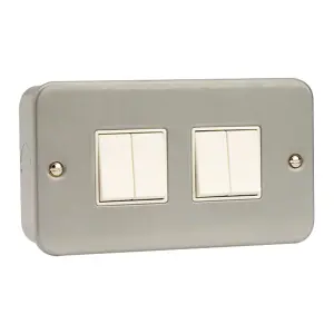 Click Scolmore Metal Clad Quad Switch 4 Gang 2 Way 10A Switch - CL019