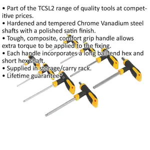 8 Piece T-Handle Ball-End Hex Key Set with Comfort Grip - 2mm to 10mm Sizes