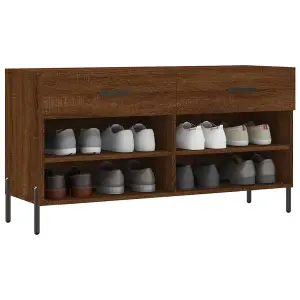 Berkfield Shoe Bench Brown Oak 102x35x55 cm Engineered Wood