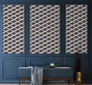 Galerie Luxe Mustard Blue Shadow Trellis Smooth Wallpaper