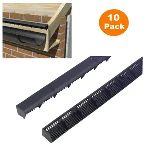 HomeSmart 10 x 1m Over Fascia Vents Durable Easy Installation for Roof Eaves 25mm Airflow, Black