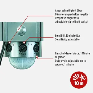 Brennenstuhl Solar-Powered Floodlight Light Security Light With PIR Motion Sensor - Aluminium