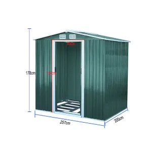 Dark Green Metal Reinforced Roof Furniture Garden Storage Shed Tool Shed with Lockable Door