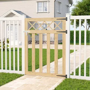 3x4ft Outdoor Cross Top Garden Wooden Gate Fence Patio Gate