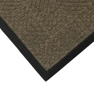 JVL Firth Tile Rubber Backed Door Mat, 40x70cm, Brown