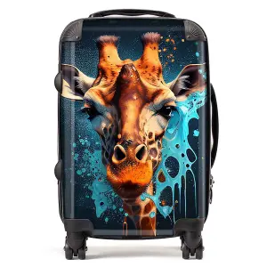 Blue Giraffe Face Splashart Suitcase - Cabin