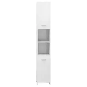 Berkfield Bathroom Cabinet High Gloss White 30x30x183.5 cm Engineered Wood