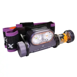 Fenix HM65R-T V2.0 Purple, USB-C Rechargeable Head Torch - 1600 lm - 170m Beam - Separate White/Warm White Light - IP68 Waterproof