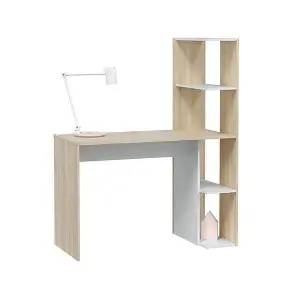 Saliba White And Oak Effect Desk With Bookcase