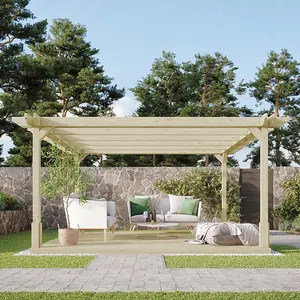 Double Premium Pergola and Decking Kit - Wood - L240 x W240 cm - Light Green