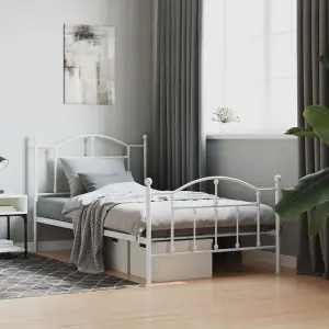 Berkfield Metal Bed Frame with Headboard and Footboard White 100x190 cm