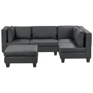 Corner Sofa with Ottoman UNSTAD Black Left Hand