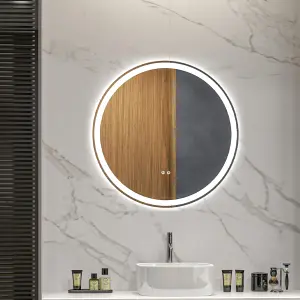 kleankin Dimmable Bathroom Mirror with LED Lights, 3 Colours, Defogging Film