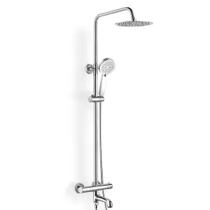 Nes Home Fawley Round Thermostatic Shower Kit with Bath Filler Chrome