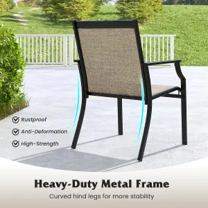 Costway Set of 2 Patio Dining Chairs Outdoor Garden Porch Armchairs w/ Breathable Seat