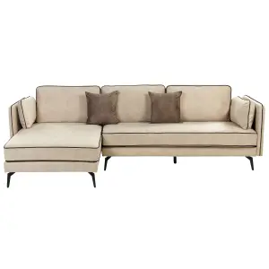 Corner Sofa ALTAN Beige Velvet Right Hand