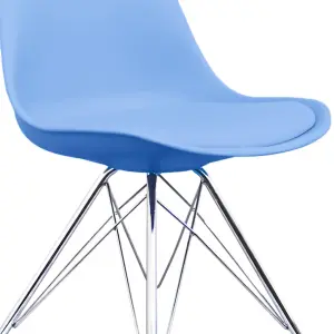 Soho Light Blue Plastic Dining Chair with Chrome Metal Legs