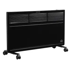 HOMCOM Convector Radiator Heater w/ Adjustable Thermostat  Safety Cut-Off, Black