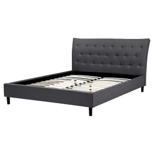 Fabric EU King Size Bed Dark Grey SAVERNE