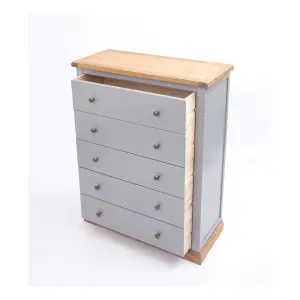 Bicarri 5 Drawer Chest of Drawers Brass Knob