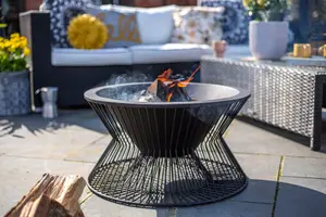 La Hacienda Milan - Outdoor Fireplace - Durable Black Steel - Garden Fire Pit - 60cm x 33cm