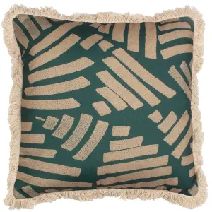 Paoletti Oromo Geometric Fringed Feather Filled Cushion