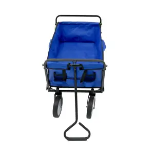 Oypla Blue Heavy Duty Foldable Garden Festival Trolley Cart Wagon Truck Wheelbarrow