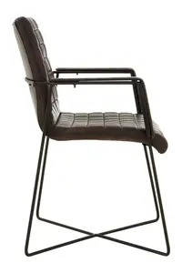 Buffalo Black Leather Weave Chair