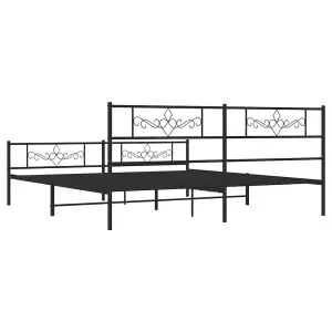 Berkfield Metal Bed Frame with Headboard and Footboard Black Super King Size