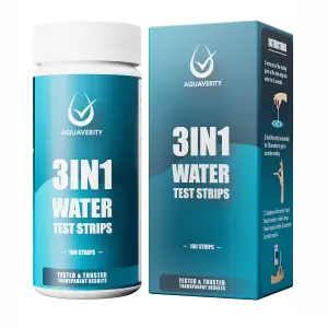 AQUAVERITY 3 in 1 Pool & Hot Tub Test Strips, Pack of 100 for Testing Total Alkalinity, Free Chlorine and pH