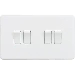 Knightsbridge Screwless Quadruple Switch 10AX 4 Gang 2-Way Matt White - SF4100MW